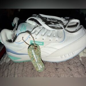 Reebok Womans Sneakers in White and Mint and blue color way